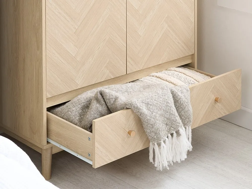 Birlea Birlea Herringford Light Oak 2 Door 1 Drawer Wardrobe