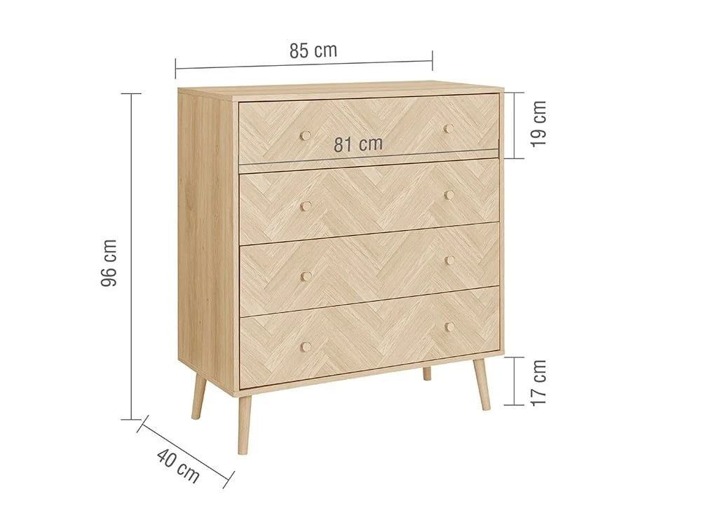 Birlea Birlea Herringford Light Oak 4 Drawer Chest of Drawers
