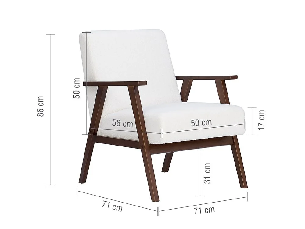 Birlea Birlea Ellwood White Boucle and Walnut Accent Chair
