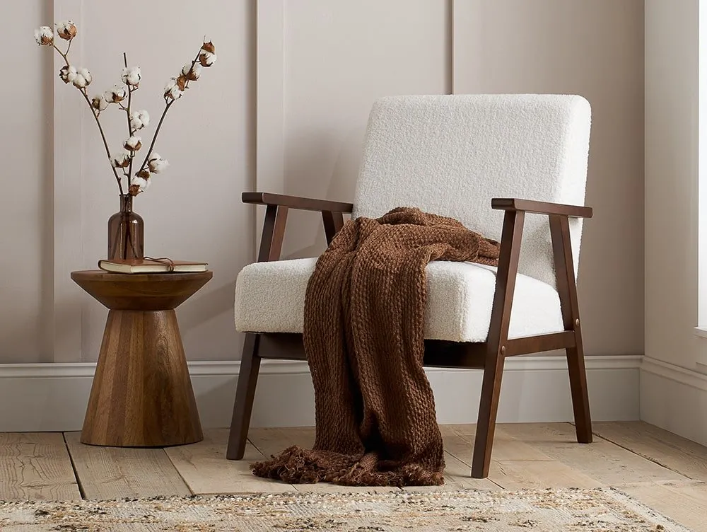 Birlea Birlea Ellwood White Boucle and Walnut Accent Chair