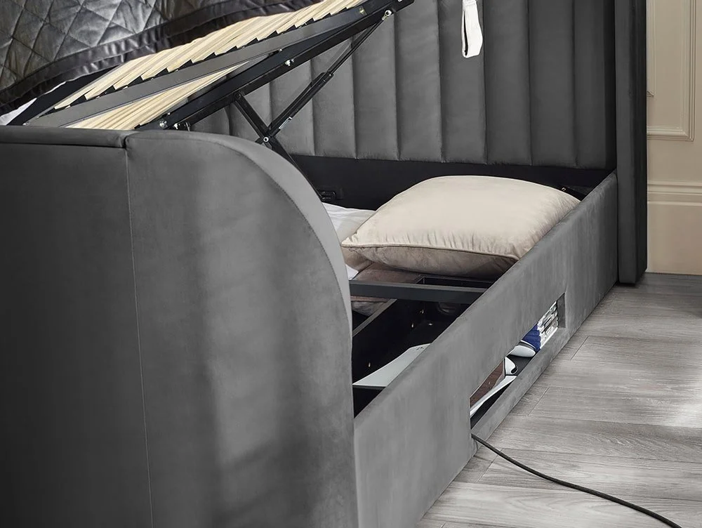 Julian Bowen Julian Bowen Clara Dark Grey Fabric Ottoman TV Bed Frame