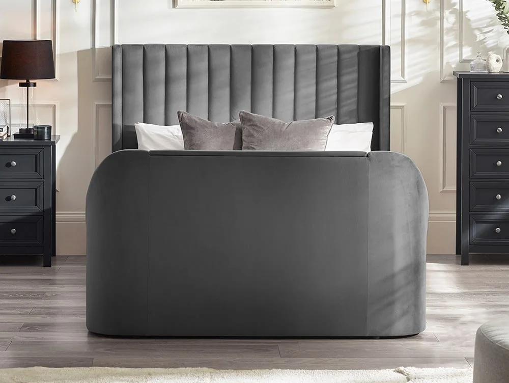 Julian Bowen Julian Bowen Clara Dark Grey Fabric Ottoman TV Bed Frame