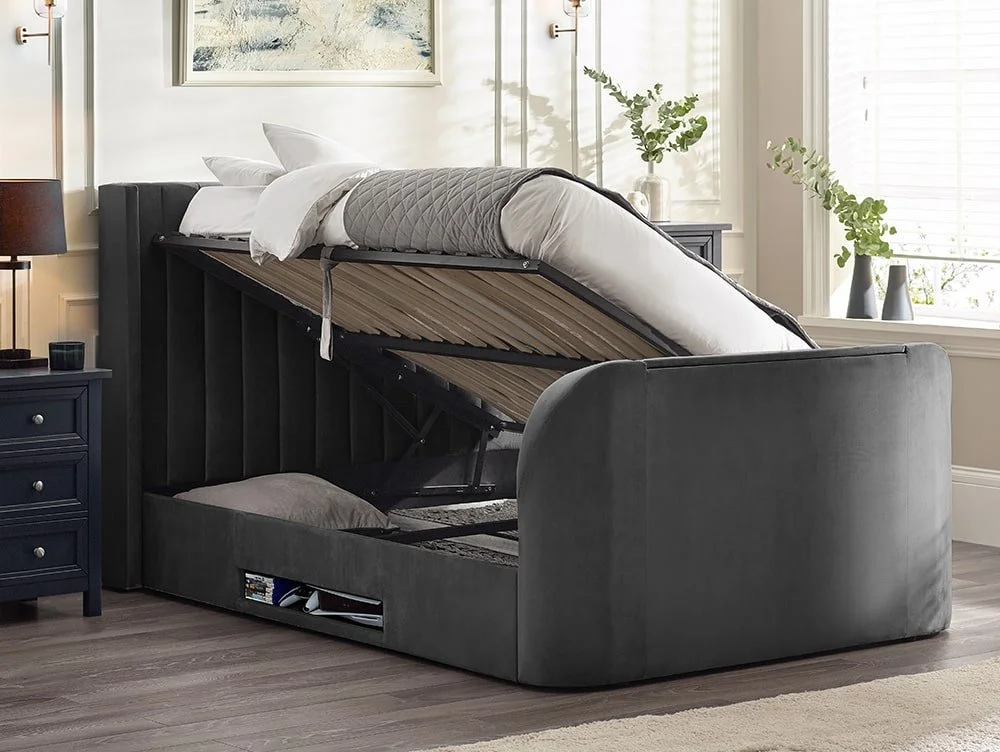 Julian Bowen Julian Bowen Clara Dark Grey Fabric Ottoman TV Bed Frame