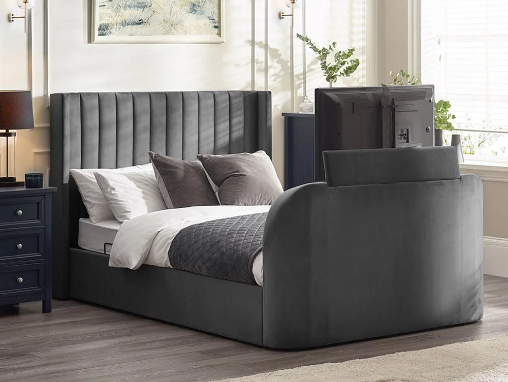 Julian Bowen Julian Bowen Clara Dark Grey Fabric Ottoman TV Bed Frame