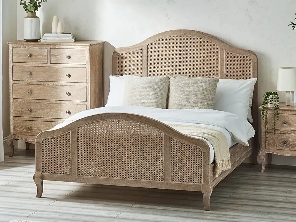 Julian Bowen Julian Bowen Fleur Rattan and Light Oak Wooden Bed Frame