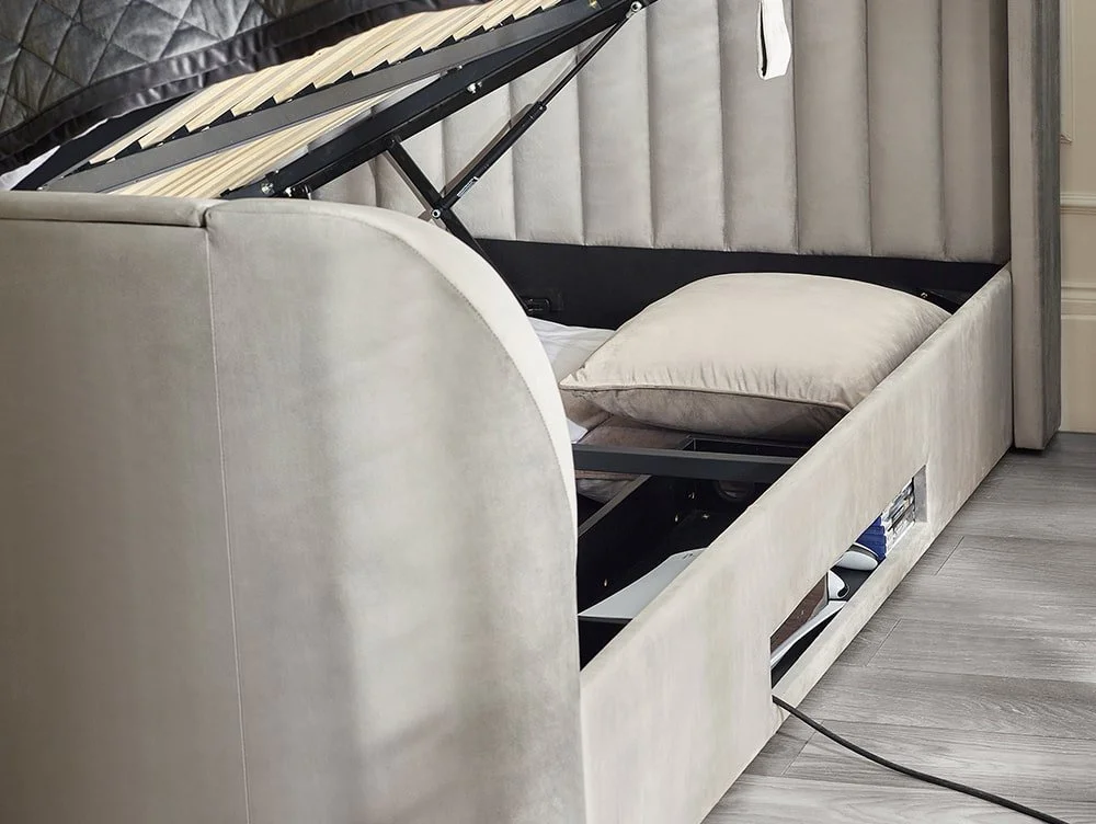 Julian Bowen Julian Bowen Clara Light Grey Fabric Ottoman TV Bed Frame