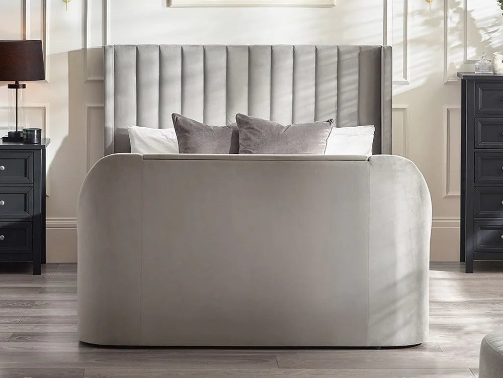 Julian Bowen Julian Bowen Clara Light Grey Fabric Ottoman TV Bed Frame