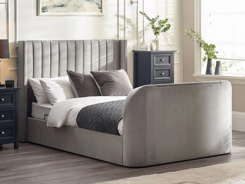 Julian Bowen Julian Bowen Clara Light Grey Fabric Ottoman TV Bed Frame