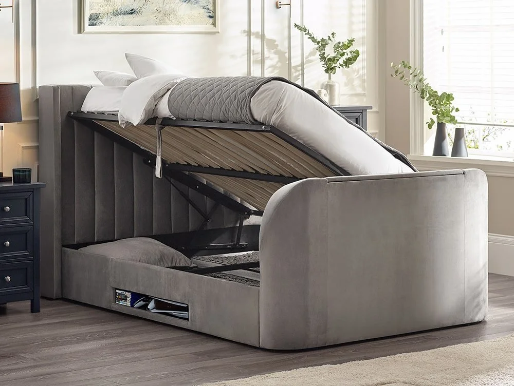Julian Bowen Julian Bowen Clara Light Grey Fabric Ottoman TV Bed Frame