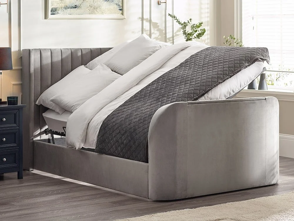 Julian Bowen Julian Bowen Clara Light Grey Fabric Ottoman TV Bed Frame