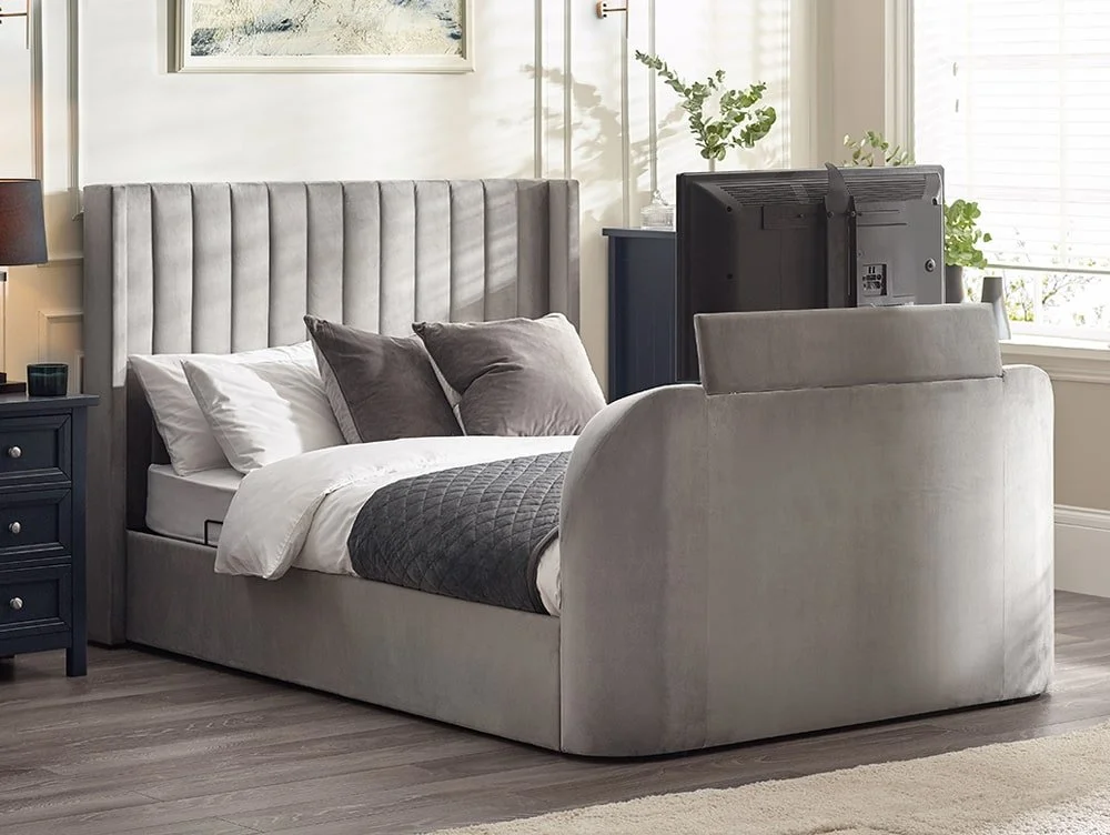 Julian Bowen Julian Bowen Clara Light Grey Fabric Ottoman TV Bed Frame