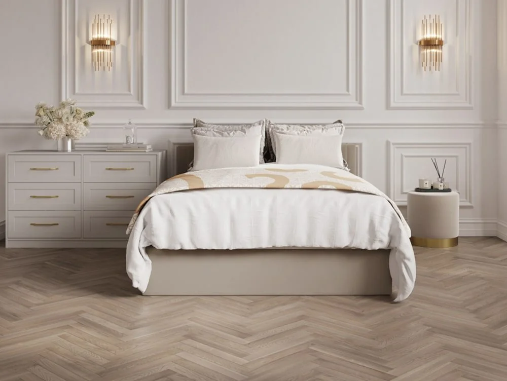 LPD LPD Berlin Beige Velvet Ottoman Bed Frame