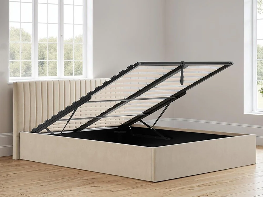 LPD LPD Berlin Beige Velvet Ottoman Bed Frame