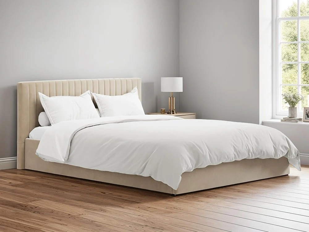 LPD LPD Berlin Beige Velvet Ottoman Bed Frame