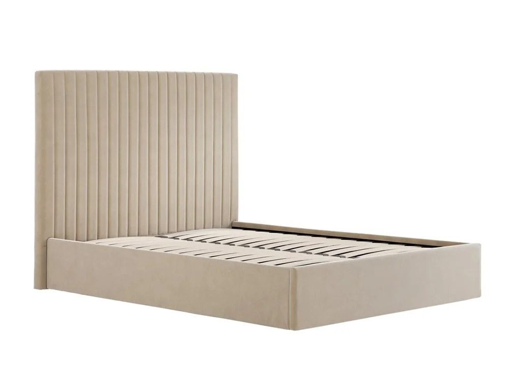 LPD LPD Berlin Tall Beige Velvet Ottoman Bed Frame