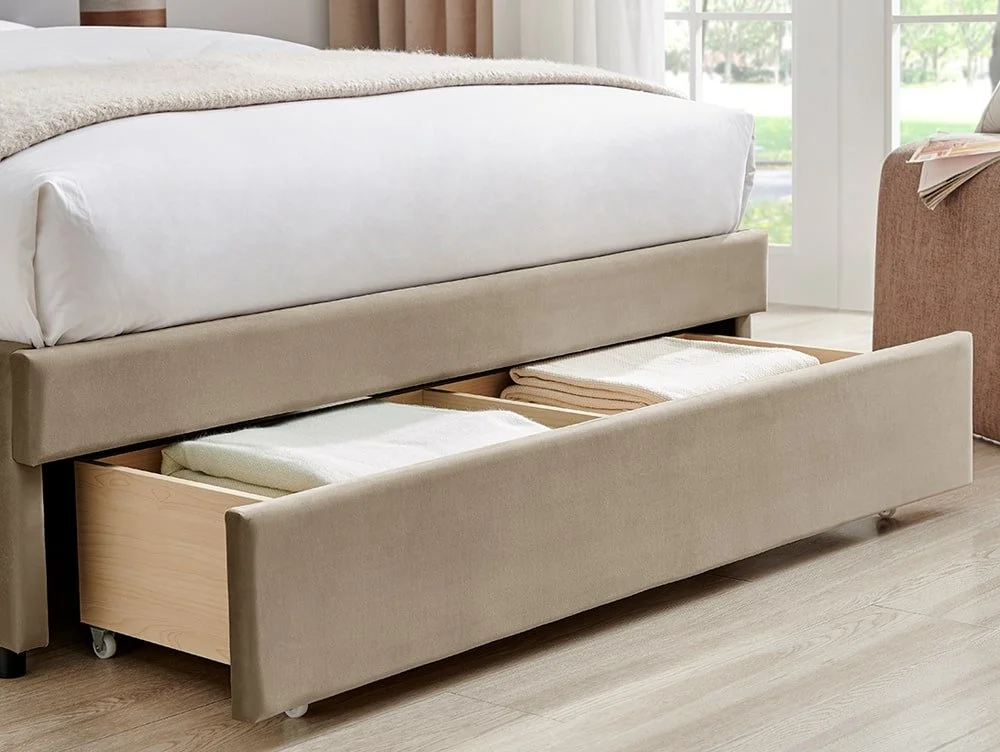 Limelight Limelight Cyra Taupe Velvet 1 Drawer Storage Bed Frame