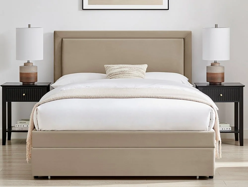 Limelight Limelight Cyra Taupe Velvet 1 Drawer Storage Bed Frame