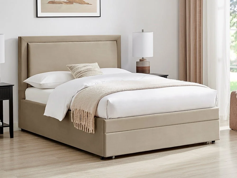 Limelight Limelight Cyra Taupe Velvet 1 Drawer Storage Bed Frame