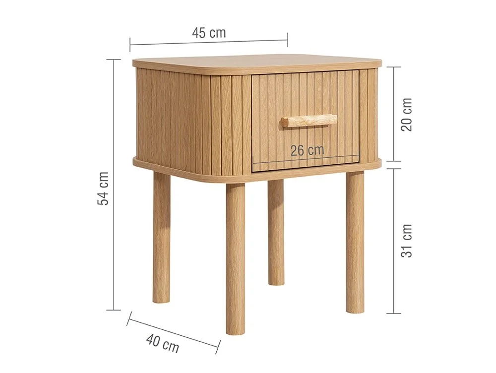 Birlea Birlea Axel Oak 1 Drawer Bedside Table
