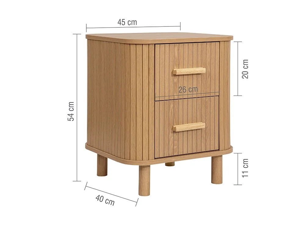 Birlea Birlea Axel Oak 2 Drawer Bedside Table