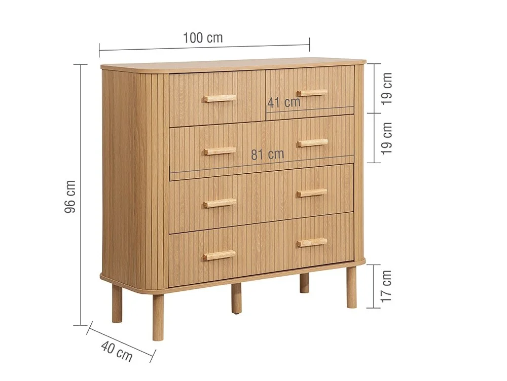 Birlea Birlea Axel Oak 3+2 Drawer Chest of Drawers