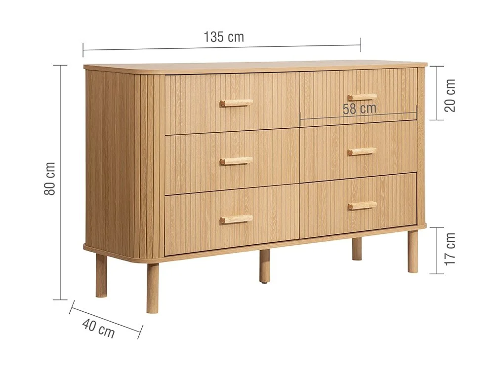 Birlea Birlea Axel Oak 3+3 Drawer Chest of Drawers