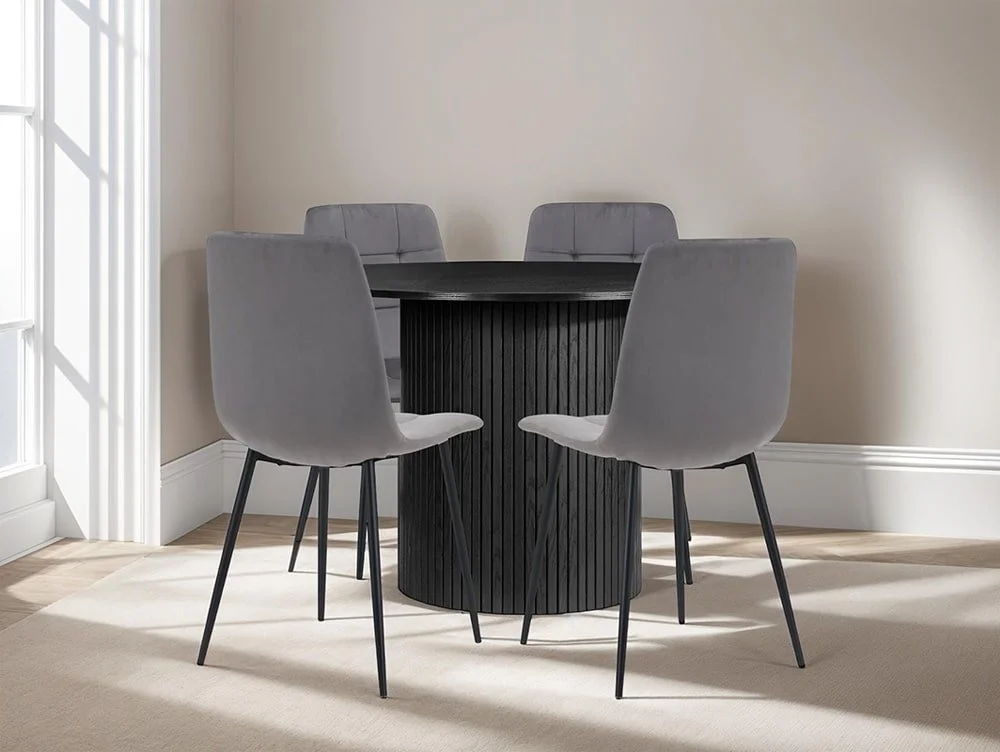 Birlea Birlea Axel Round Black Dining Table and 4 Chair Set