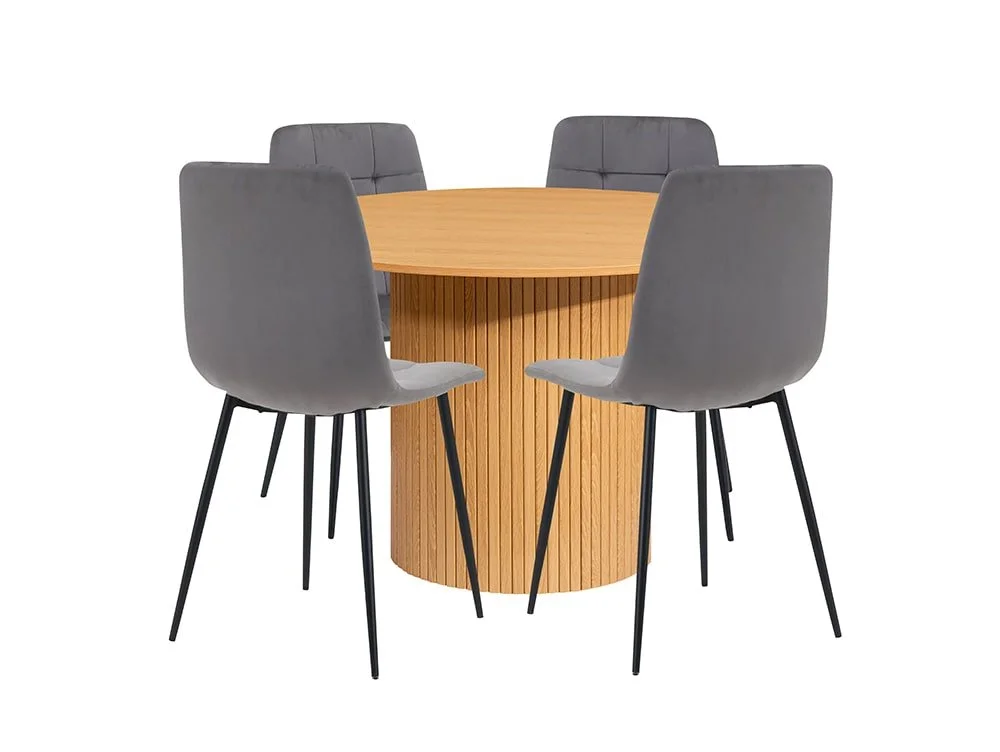 Birlea Birlea Axel Round Oak Dining Table and 4 Chair Set