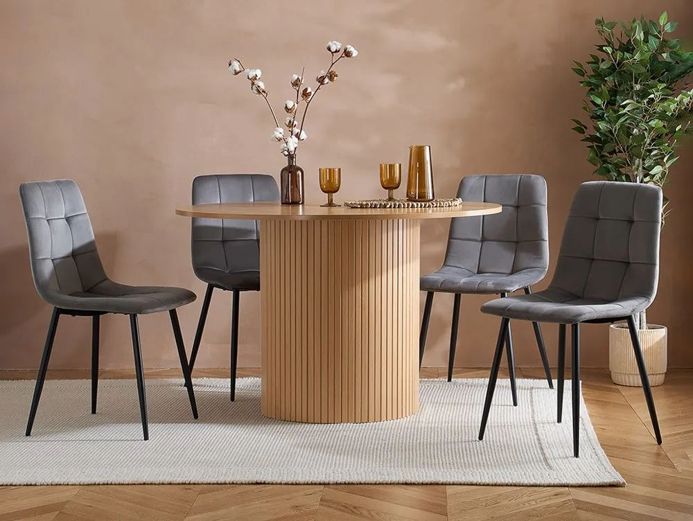 Birlea Birlea Axel Round Oak Dining Table and 4 Chair Set