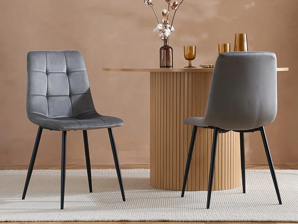 Birlea Birlea Axel Set of 2 Grey Fabric Dining Chairs