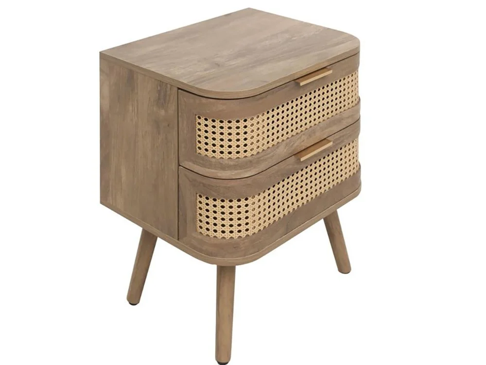 Birlea Birlea Noah Rattan and Oak 2 Drawer Bedside Table