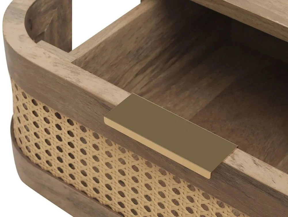 Birlea Birlea Noah Rattan and Oak 2 Drawer Bedside Table