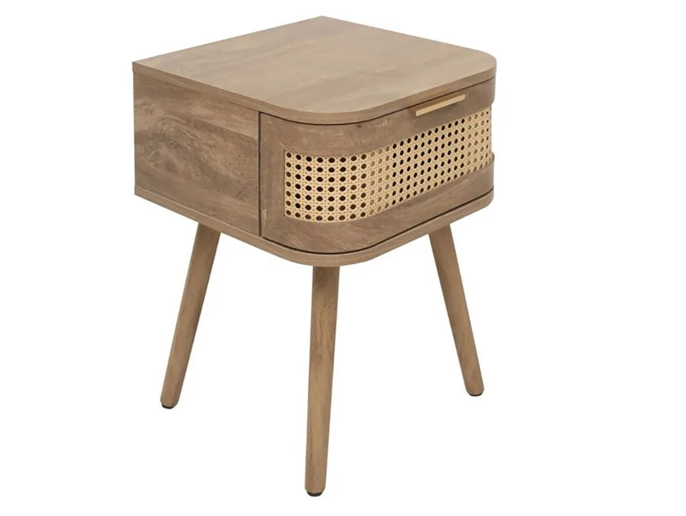 Birlea Birlea Noah Rattan and Oak 1 Drawer Bedside Table
