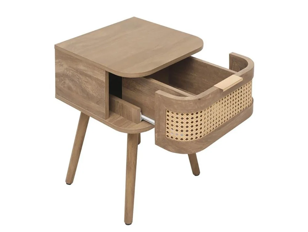 Birlea Birlea Noah Rattan and Oak 1 Drawer Bedside Table