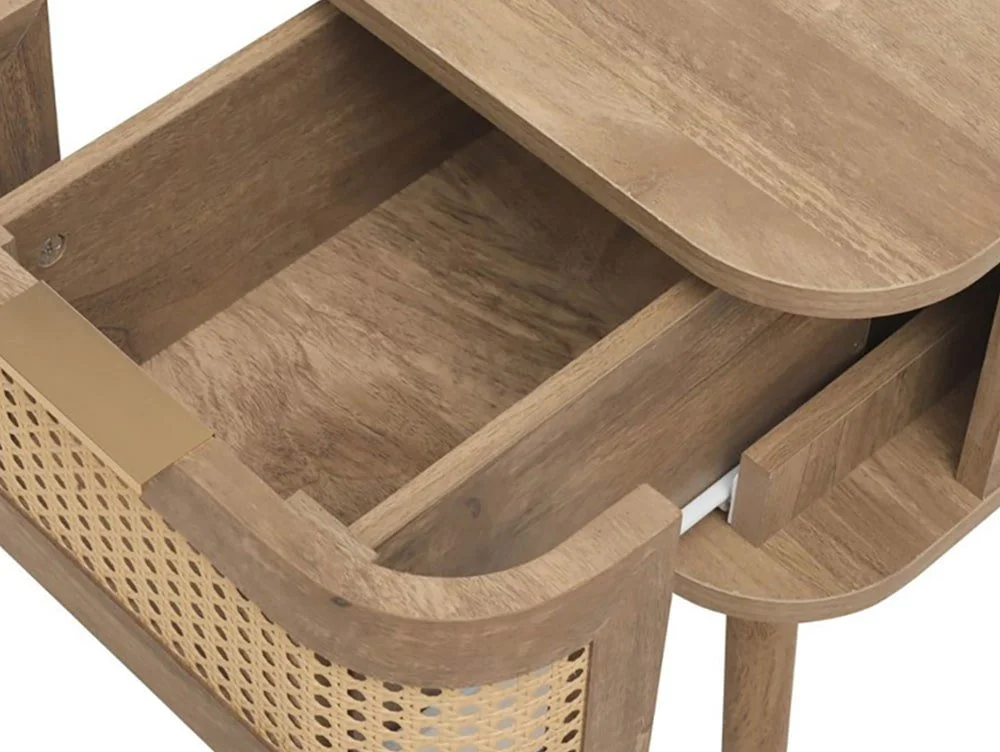 Birlea Birlea Noah Rattan and Oak 1 Drawer Bedside Table