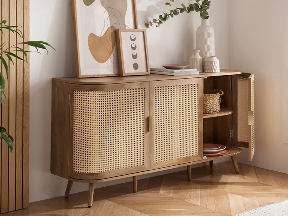 Birlea Birlea Noah Rattan and Oak 3 Door Sideboard