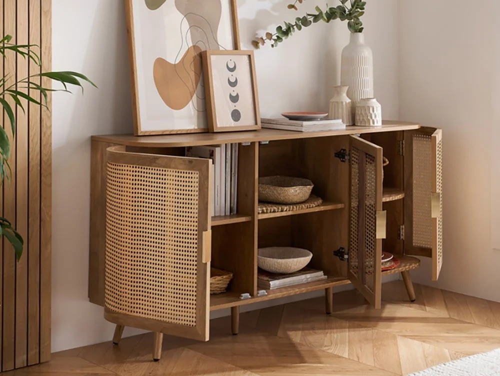Birlea Birlea Noah Rattan and Oak 3 Door Sideboard