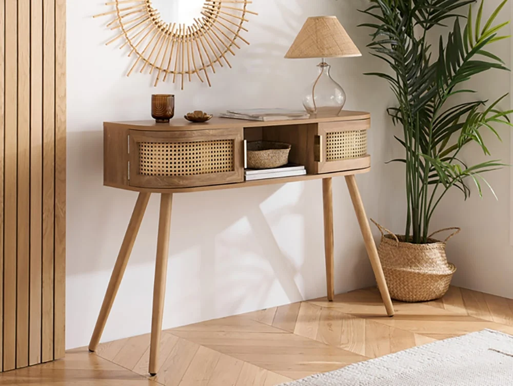 Birlea Birlea Noah Rattan and Oak 2 Door Console Table