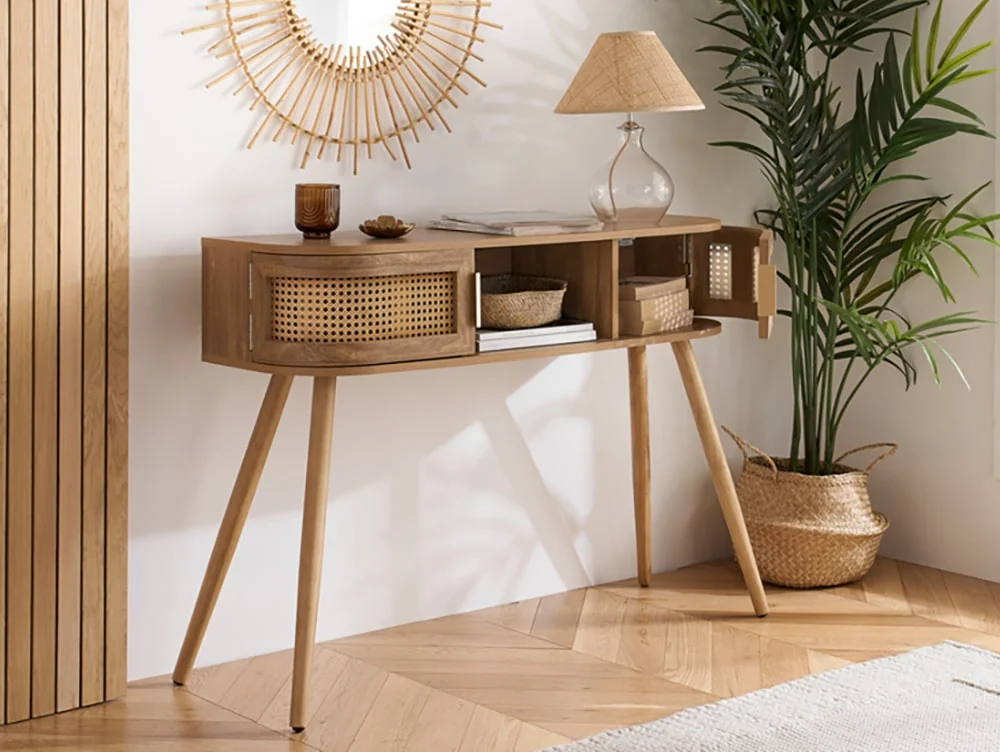 Birlea Birlea Noah Rattan and Oak 2 Door Console Table