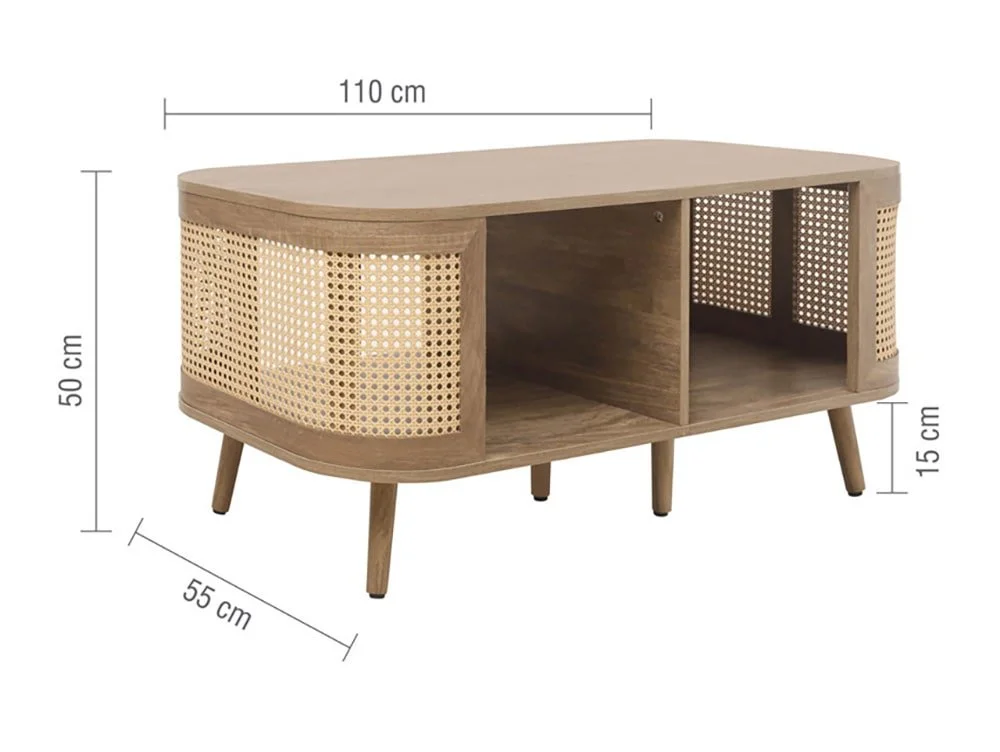 Birlea Birlea Noah Rattan and Oak Coffee Table