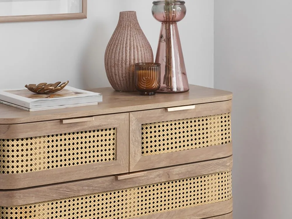 Birlea Birlea Noah Rattan and Oak 5 Drawer Chest of Drawers