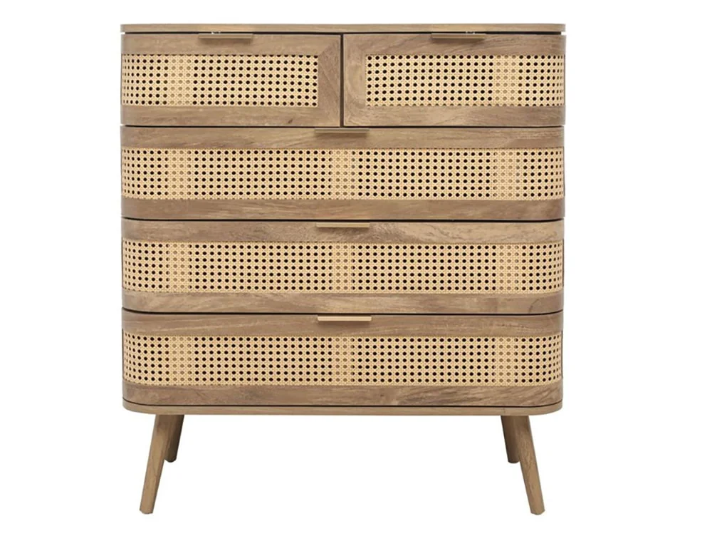 Birlea Birlea Noah Rattan and Oak 5 Drawer Chest of Drawers