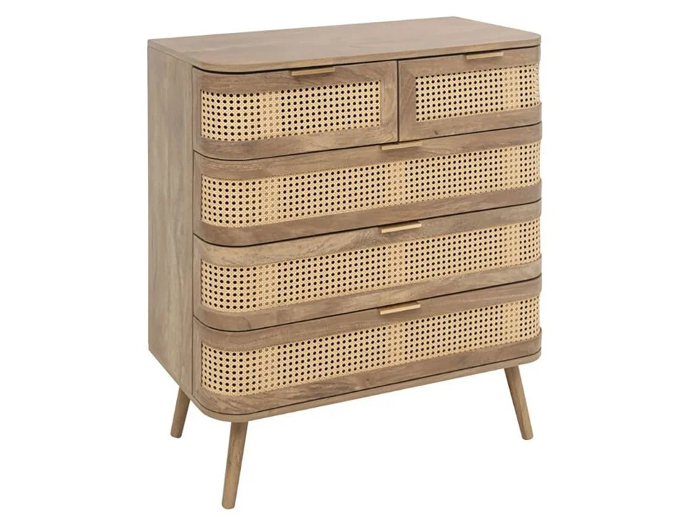 Birlea Birlea Noah Rattan and Oak 5 Drawer Chest of Drawers