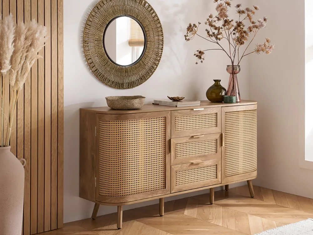 Birlea Birlea Noah Rattan and Oak 2 Door 3 Drawer Sideboard