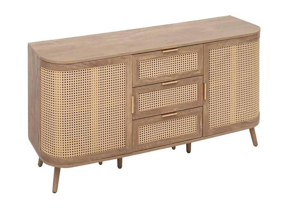 Birlea Birlea Noah Rattan and Oak 2 Door 3 Drawer Sideboard