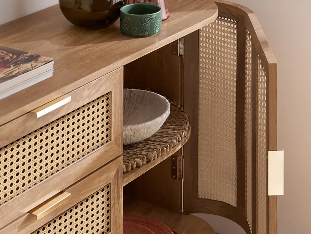 Birlea Birlea Noah Rattan and Oak 2 Door 3 Drawer Sideboard