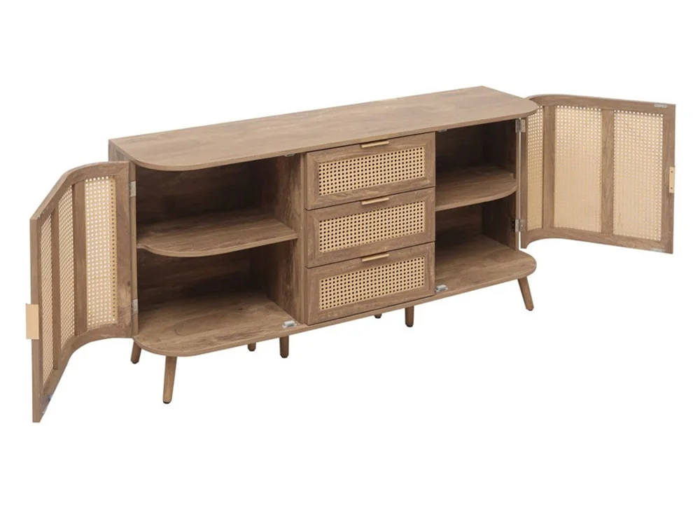 Birlea Birlea Noah Rattan and Oak 2 Door 3 Drawer Sideboard