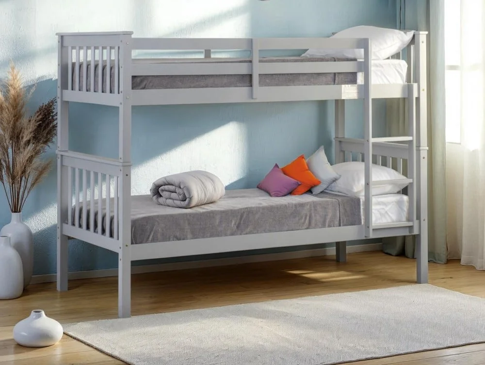 Seconique Seconique Erin 3ft Light Grey Wooden Bunk Bed Frame