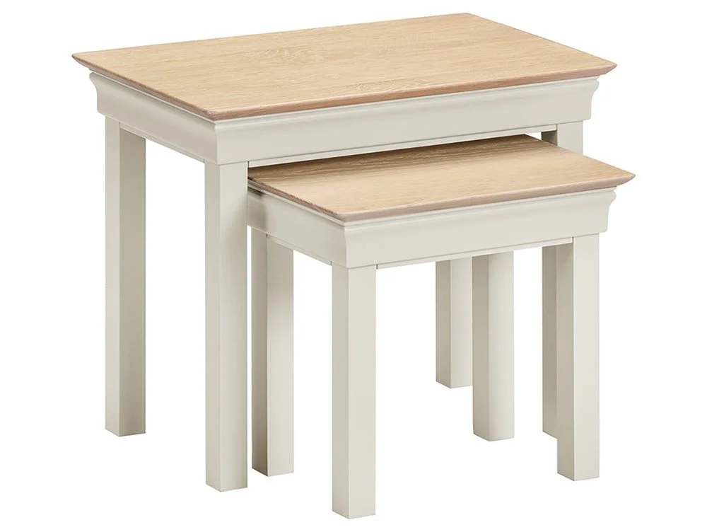 Seconique Seconique Bordeaux Ivory and Oak Nests of 2 Tables (Assembled)