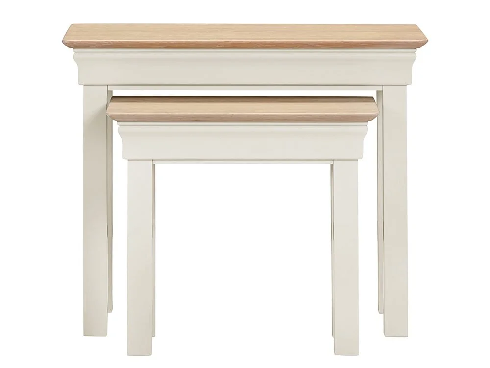 Seconique Seconique Bordeaux Ivory and Oak Nests of 2 Tables (Assembled)